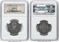 Charles III "El Cazador" 2 Reales 1783 Mo-FF Genuine NGC, Mexico City mint, KM88.2. Salvaged from the "El Cazador" Shipwreck (sunk in 1784 off Louisia...