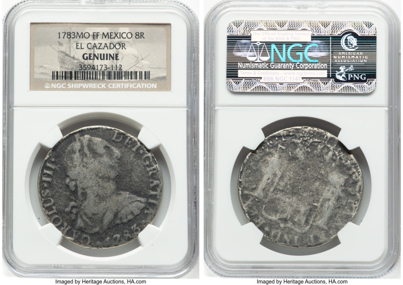 Charles III "El Cazador" 8 Reales 1783 Mo-FF Genuine NGC, Mexico City mint, KM10...