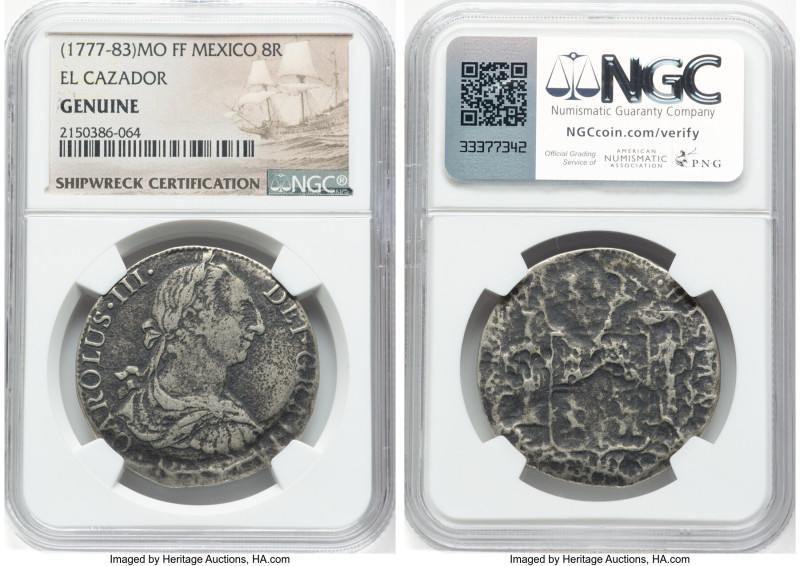 Charles III 4-Piece Lot of Certified "El Cazador" Issues Genuine NGC, 1) 8 Reale...