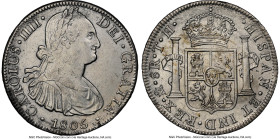 Charles IV "Coconut Wreck" 8 Reales 1805 Mo-TH AU Details (Saltwater Damage) NGC, Mexico City mint, KM109. Salvaged from the "Coconut Wreck (sunk ca. ...