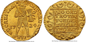 Utrecht. "Akerendam" Provincial gold Ducat 1724 MS64 NGC, Utrecht mint, KM7.4, Fr-284. Salvaged from the "Akerendam" (sunk in 1725 off Runde Island, N...