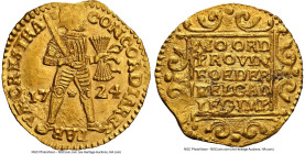 Utrecht. Provincial "Akerendam" gold Ducat 1724 MS63 NGC, Utrecht mint, KM7.4, Fr-284. Salvaged from the "Akerendam" (sunk in 1725 off Runde Island, N...