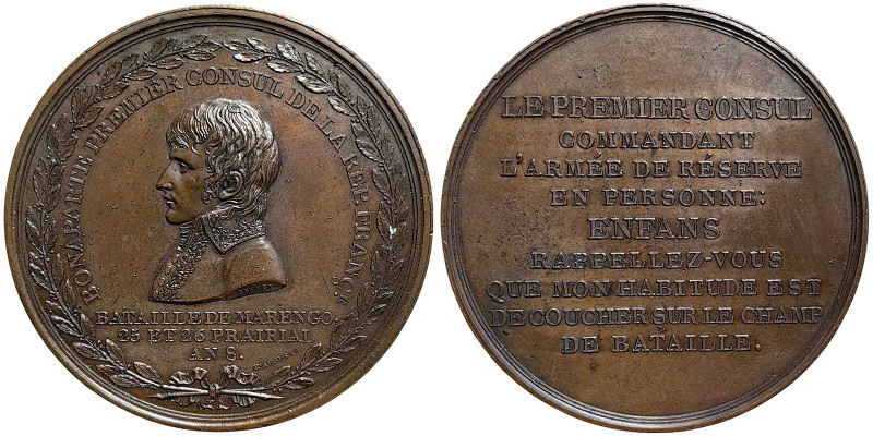 Napoleonic Medals and Coins, Medal, 1800, The battle of Marengo. Head on the lef...