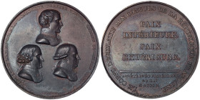 Napoleonic Medals and Coins, Medal, 1802, Treaty promulgation of Amiens. Opus: Jeuffroy. Ø 68 mm. Ae. 91.08 g, Small nicks on the edge, oxide traces, ...