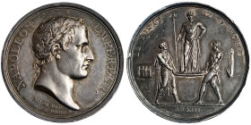 Napoleonic Medals and Coins, Medal, 1804, Coronation. Opus: Andrieu - Denon. Ø 40 mm. Ag. 34,44 g Rare, Edge nicks, Bramsen 326, XF