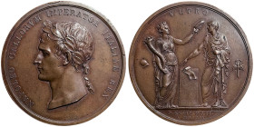 Napoleonic Medals and Coins, Medal, 1805, Napoleon I crowned King of Italy in Milan. Opus: L. Manfredini. Ø 42 mm. Ae. 37,63 g Rare, Bramsen 420, XF
