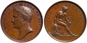 Napoleonic Medals and Coins, Medal, 1807, Paix et commerce (Peace and commerce). Ø 31,5 mm. Ae. 12,90 g, A.UNC