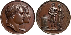 Napoleonic Medals and Coins, Medal, 1810, Marriage of Napoleon and Marie Louise of Austria. Opus: Andrieu - Denon. Ø 40,5 mm. Ae. 34,70 g Rare, Small ...