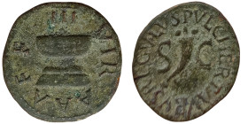 Roman Coins, Augustus , Quadrans, n.d, Rome, Ae. 2,93 g, RIC 425, VF