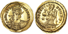 Roman Coins, Theodosius II , Solidus, n.d. (ca. 441-450 AD), Constantinople, Au. 4,49 g Rare, RIC 293, A.UNC