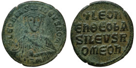 Roman Coins, Leo VI , Follis, n.d, Constantinople, Ae. 6,28 g, Sear 1729, VF
