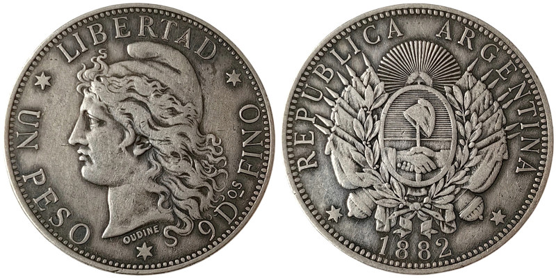 Argentina, 1 Peso, 1882, Ag.900 25,00 g, KM 29, VF+