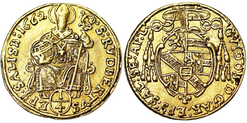 Austria, Salzburg, Guidobald of Thun-Hohenstein, Archbishop , 1/4 Ducat, 1662, S...