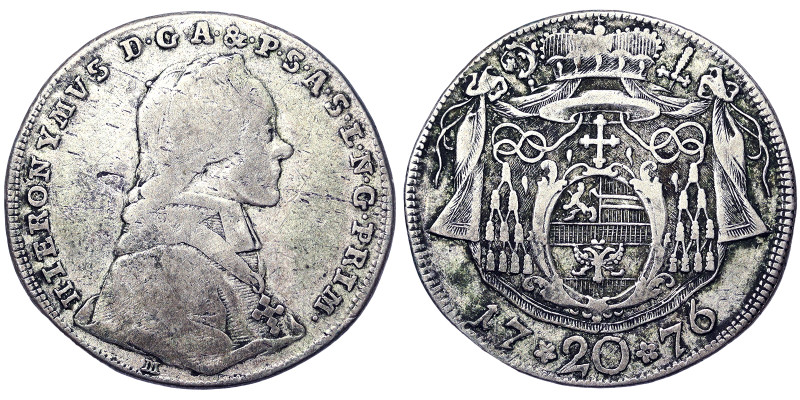 Austria, Salzburg, Hieronymus Von Colloredo, Archbishop , 20 Kreuzer, 1776, Salz...