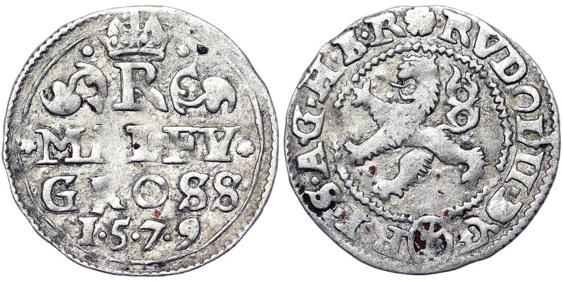 Austria, Rudolf II , Maley Groschen, 1579, Kuttenberg, Ag. 1,04 g, HN. 3 (7a), V...