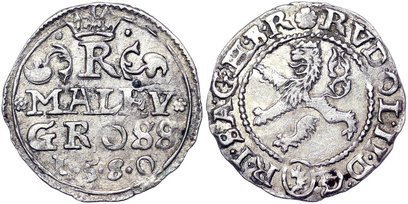 Austria, Rudolf II , Maley Groschen, 1580, Kuttenberg, Ag. 1,07 g, XF