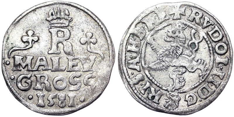 Austria, Rudolf II , Maley Groschen, 1581, Prague, Ag. 0,95 g, Dietiker 287, VF+