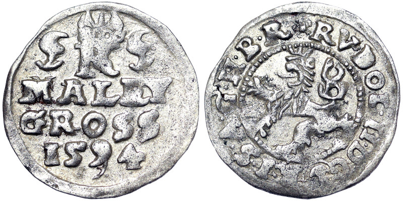 Austria, Rudolf II , Maley Groschen, 1594, Budweis, Ag. 1,03 g, VF+