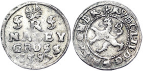 Austria, Rudolf II , Maley Groschen, 1597, Budweis, Ag. 1,10 g, VF+