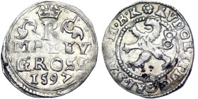Austria, Rudolf II , Maley Groschen, 1597, Kuttenberg, Ag. 1,10 g, MB 250, VF+