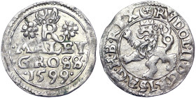 Austria, Rudolf II , Maley Groschen, 1599, Joachimsthal, Ag. 1,02 g, MB 241, VF+