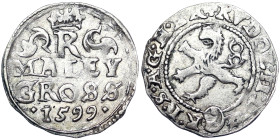 Austria, Rudolf II , Maley Groschen, 1599, Kuttenberg, Ag. 0,85 g, VF+