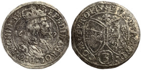 Austria, Ferdinand Charles , 3 Kreuzer, 1659, Hall, Ag. 1,50 g, Bending metal, KM 852, F+