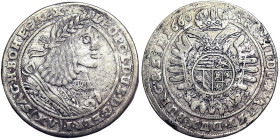 Austria, Leopold I , XV Kreuzer, 1660, Breslau, GH. Ag. 6,17 g, Herinek 1005, VF
