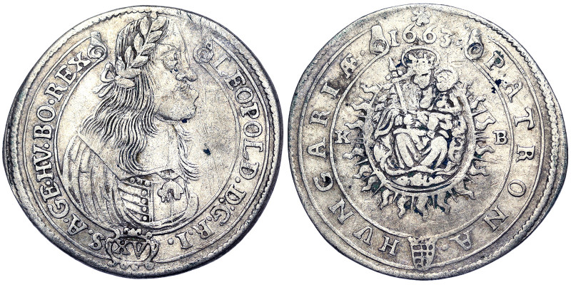 Austria, Leopold I , XV Kreuzer, 1663, Kremnitz, Ag. 5,59 g, Herinek 1034, VF-