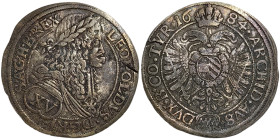 Austria, Leopold I , XV Kreuzer, 1684, Vienna, MM (Matthias Mittermayer Zainende). Ag. 6,30 g, Herinek 930, F
