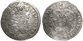 Austria, Leopold I , XV Kreuzer, 1695, Vienna, Ag. 5,61 g, Herinek 934, VF-