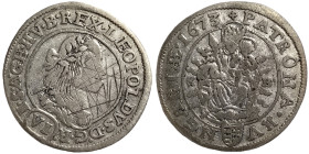 Austria, Leopold I , VI Kreuzer, 1673, Kremnitz, Ag. 2,81 g, Scratches on the field, Herinek 1247, F