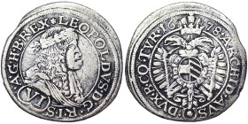 Austria, Leopold I , VI Kreuzer, 1678, Vienna, Ag. 2,96 g, Herinek 1137, F+