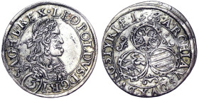 Austria, Leopold I , 3 Kreuzer, 1666, Graz, Ag. 1,70 g, Herinek 1338, A.XF