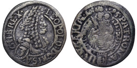 Austria, Leopold I , 3 Kreuzer, 1695, Nagybanya, Ag. 1,37 g, Herinek 1614, F