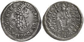 Austria, Leopold I , 3 Kreuzer, 1698, Preßburg, CH. Ag. 1,79 g, Herinek 1635, VF
