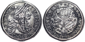 Austria, Leopold I , 3 Kreuzer, 1701, Graz, Ag. 1,70 g, Herinek 1365, VF+