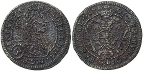 Austria, Leopold I , 3 Kreuzer, 1705, Prague, GE. Ag. 1,25 g, Herinek 1473, VF