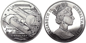 Gibraltar, Elizabeth II , 2,8 Ecu, 1993, Channel Tunnel. Ni. 28,30 g, KM 478, PROOF