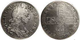 Great Britain, William III , Crown, 1696, Ag. 29,22 g, Mount mark, DAV 3781, F