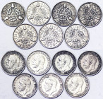 Great Britain, George V , Lot 7 pcs. , 3 Pence: 1928, 1931, 1932, 1933, 1934, 1935, 1936. Ag.925, KM 831,