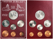 Great Britain, Elizabeth II , Set, 1977, Complete decimal issue Silver Jubilee, KM MDS-, UNC