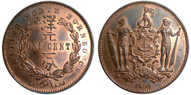 British North Borneo, Victoria , 1 Cent, 1890, Cu. 9,25 g, KM 2, A.UNC