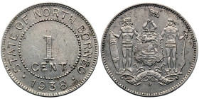 British North Borneo, George VI , 1 Cent, 1938, Ni. 3,30 g, KM 3, VF