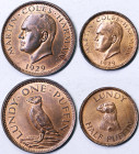 British Lundy Island, Lot 2 pcs, 1 Puffin 1929. 1/2 Puffin 1929. Ae, KM Tn1, Tn2, UNC