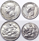 Greece, George I , Lot 2 pcs, 2 Drachmai 1911. 1 Drachma 1910. Ag.835 R, KM 61, 60,