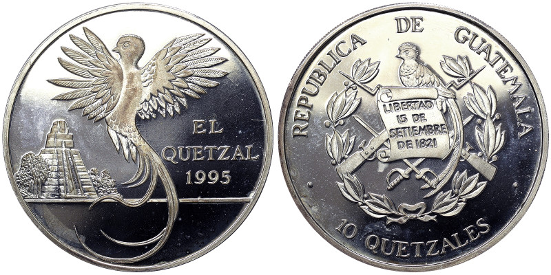 Guatemala, 10 Quetzales, 1995, Ag. 28,50 g Rare, PROOF