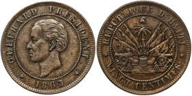 Haiti, 20 Centimes, 1863, Heaton, Ae. 7,80, KM 41, VF+