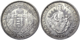 Hungary, 2 Pengo, 1929, Budapest, Ag.640 10,00 g , KM 511, XF