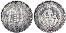 Hungary, 2 Pengo, 1936, Budapest, Ag.640 10,00 g , KM 511, VF